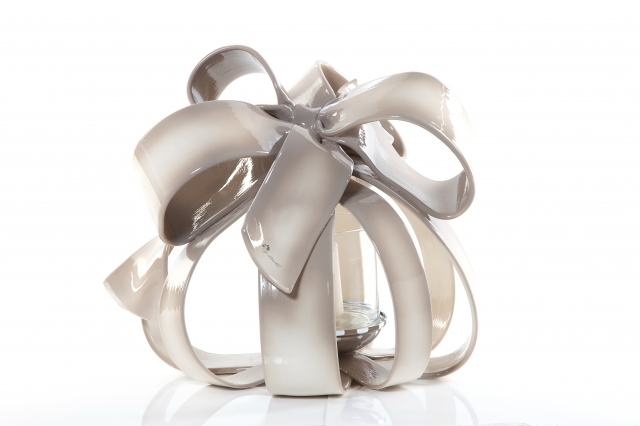 Gli Alberelli - Nastro Portacandele in Ceramica di colore tortora