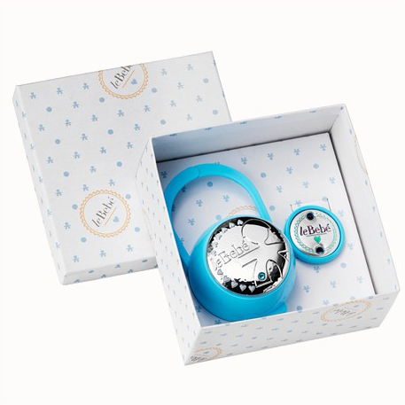 kit Le Bebè portaciuccio e pinzaciuccio bimbo linea Blasone Primi Ricordi in argento