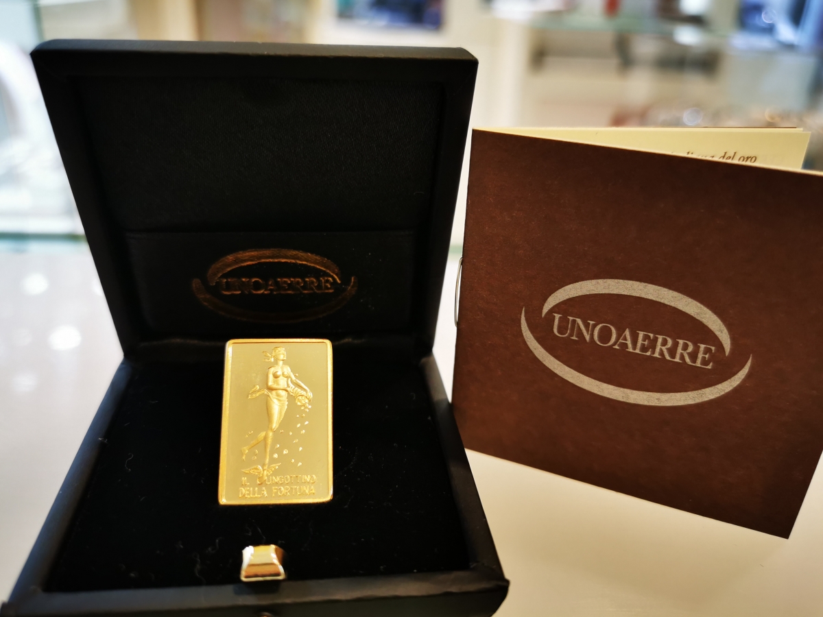 Lingotto UNOAERRE - Il Lingottino della Fortuna - in oro 750% da 50 grammi