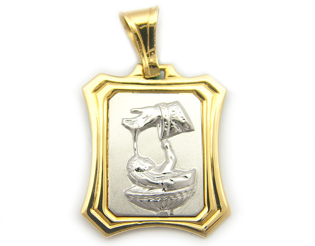 18K Yellow and White Gold Baptismal Font Pendant