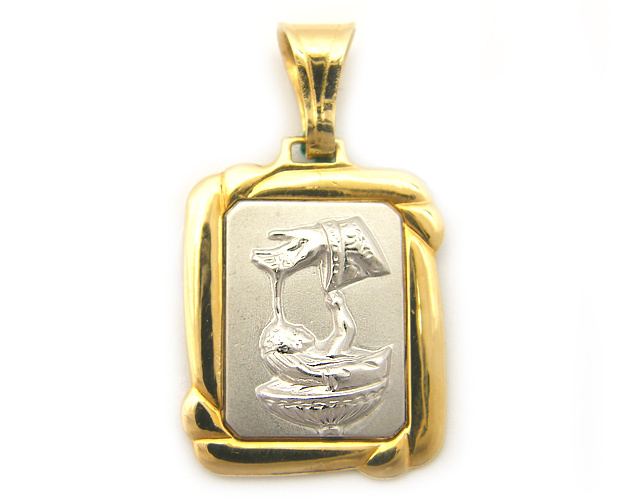 18K Yellow and White Gold Baptismal Font Pendant