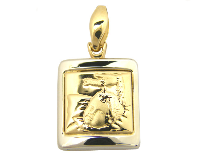 18K Yellow and White Gold Baptismal Font Pendant
