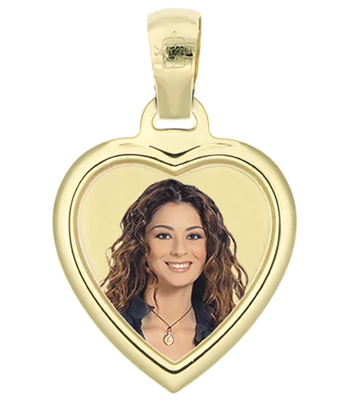 Medaglia foto personalizzabile mod. ccb37.0 oro giallo 18kt cuore bombato mini
