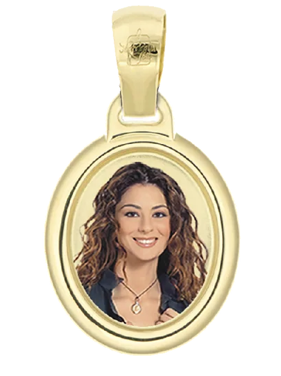 Medaglia foto personalizzabile mod. ocb21.0 oro giallo 18kt ovale mini