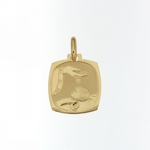 18K Yellow Gold Baptismal Font Pendant