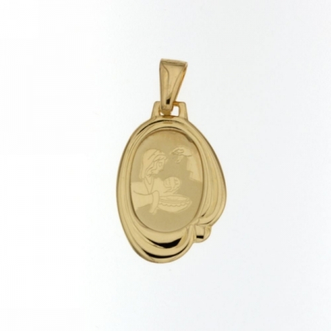 18K Yellow Gold Baptismal Font Pendant