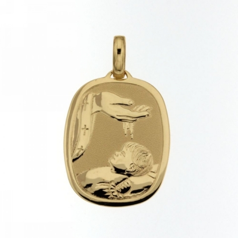 18K Yellow Gold Baptismal Font Pendant