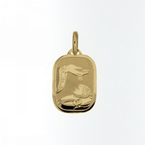 18K Yellow Gold Baptismal Font Pendant