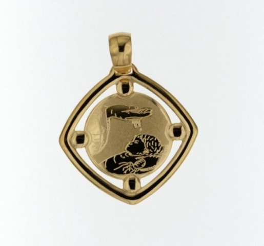 18K Yellow Gold Baptismal Font Pendant