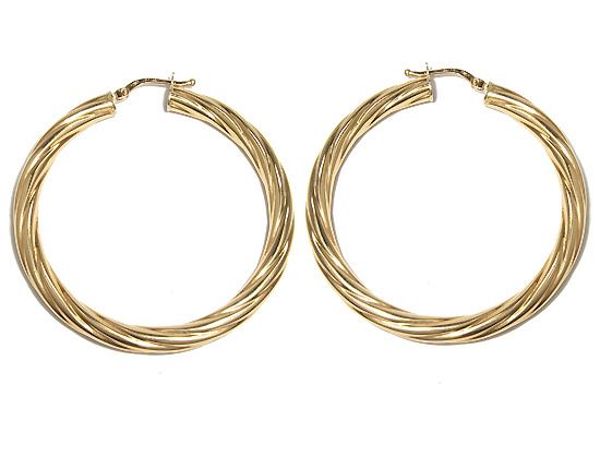 Orecchini a cerchio attorcigliati in oro giallo 18kt
