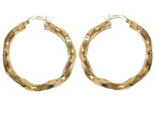 Orecchini a cerchio attorcigliati in oro giallo 18kt