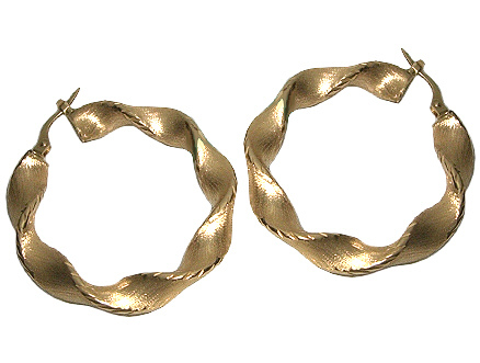 Orecchini a cerchio attorcigliati in oro giallo 18kt satinati