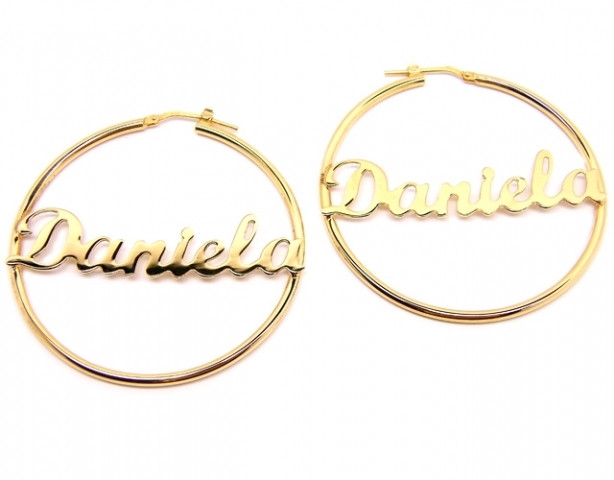 Orecchini a cerchio con nome personalizzabile in argento 925 giallo