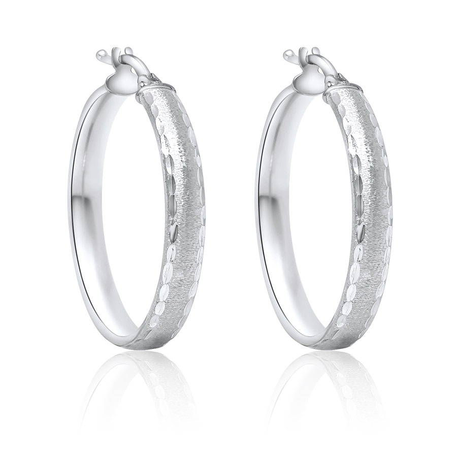 Orecchini a cerchio in oro bianco 18kt satinato