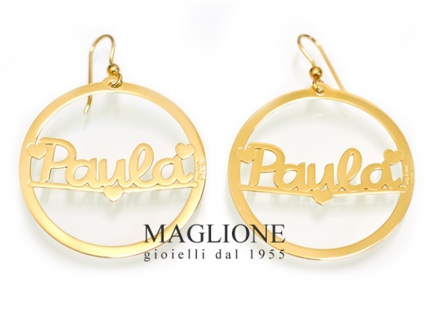 Orecchini a cerchio My Charm in argento 925 bianco giallo o rosa personalizzati con nome