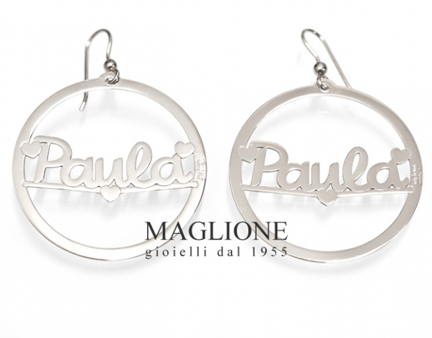 My Charm - Earring in white, yellow or pink 925 silver with customizable name 