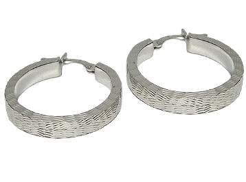 Orecchini a cerchio oro bianco 18kt martellati