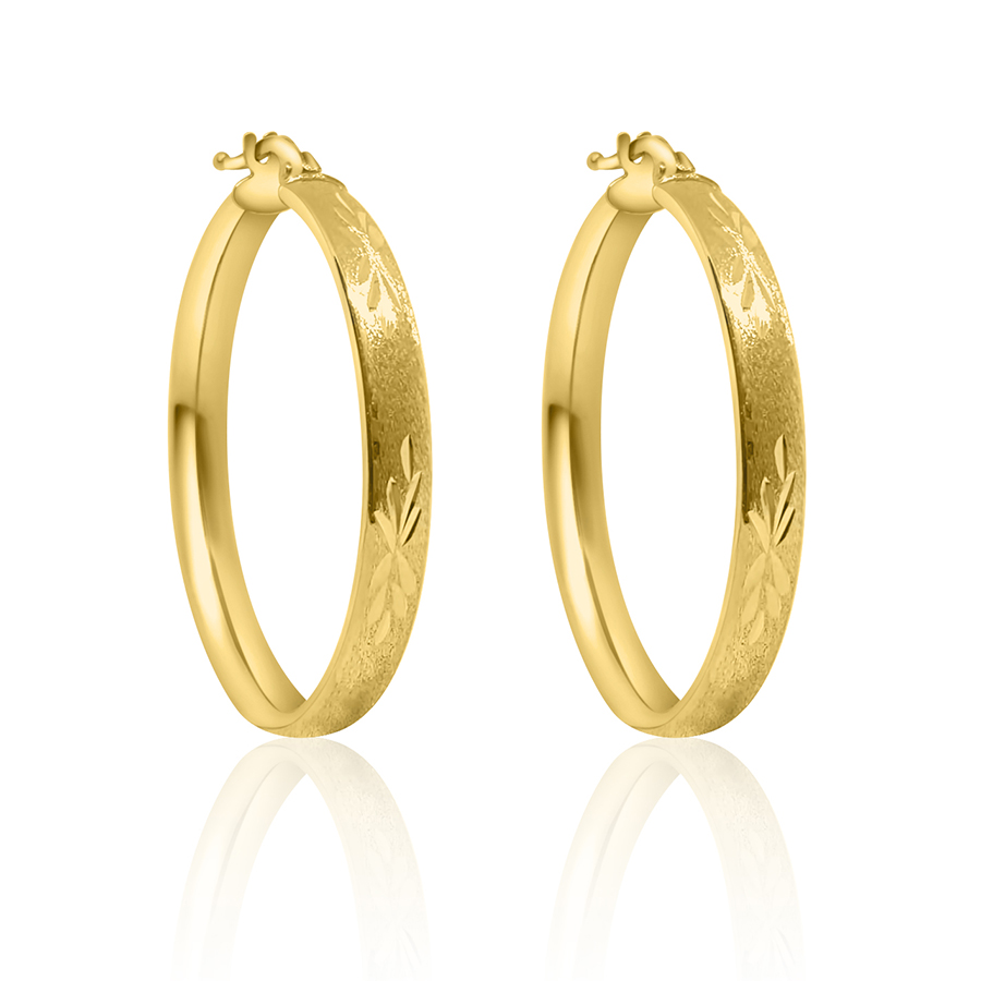 Orecchini a cerchio satinati in oro giallo 18kt