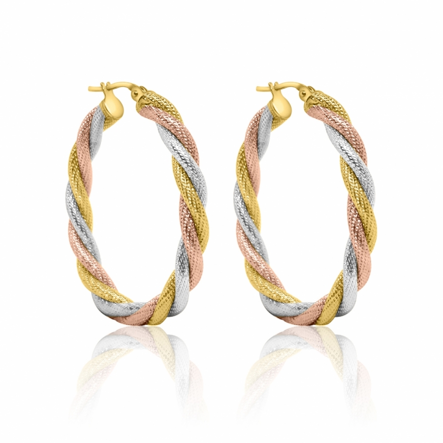 18K Yellow, White and Rose Gold Earrings