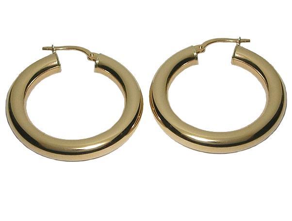 Orecchini a cerchio tubolari lisci in oro giallo 18kt