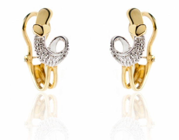 18K Yellow and White Gold Diamonds Earrings