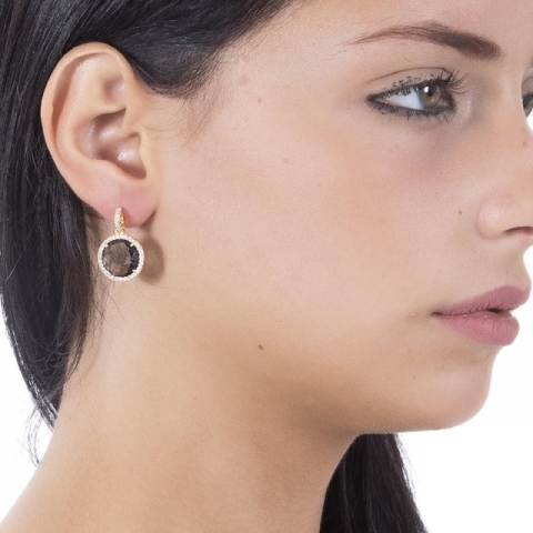 Orecchini BOCCADAMO pendenti con cristalli smoky quartz e zirconi XOR258D