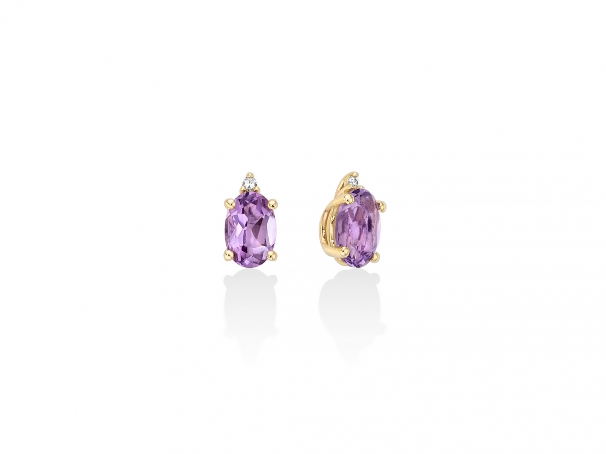 Orecchini con Ametista e Diamanti naturali in oro giallo 9kt ERD2975X