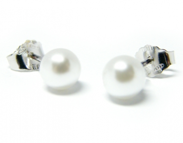 Orecchini con Perle Naturali di Fiume 6-7 mm in argento 925%