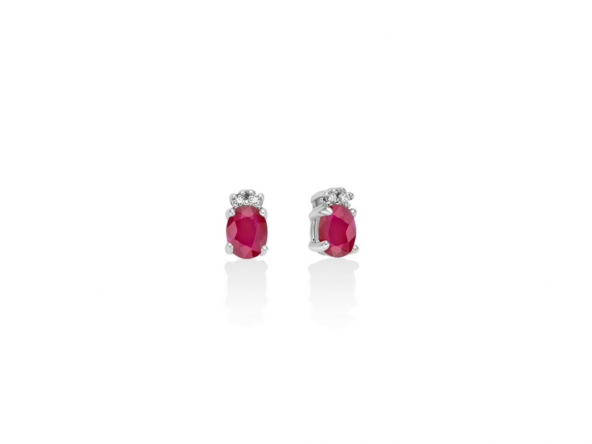 Miluna - 9k Gold Earrings with natural Rubies and natural Diamonds