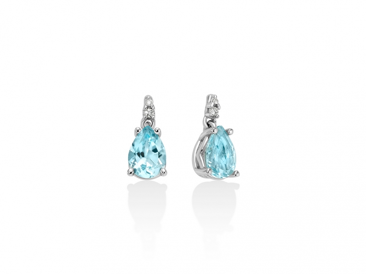 Orecchini con Topazi azzurri e Diamanti naturali in oro bianco 9kt ERD2816X