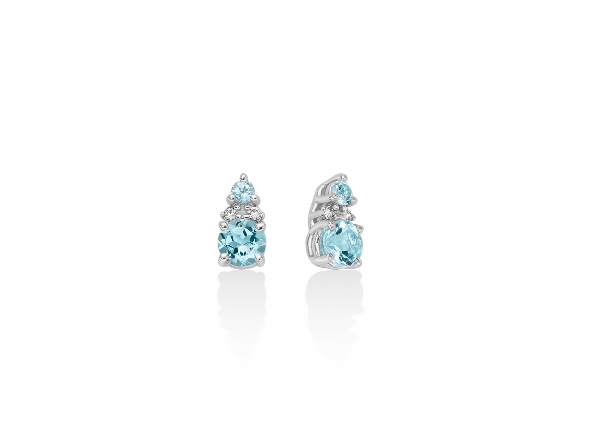 Orecchini con Topazi azzurri e Diamanti naturali in oro bianco 9kt ERD2817X