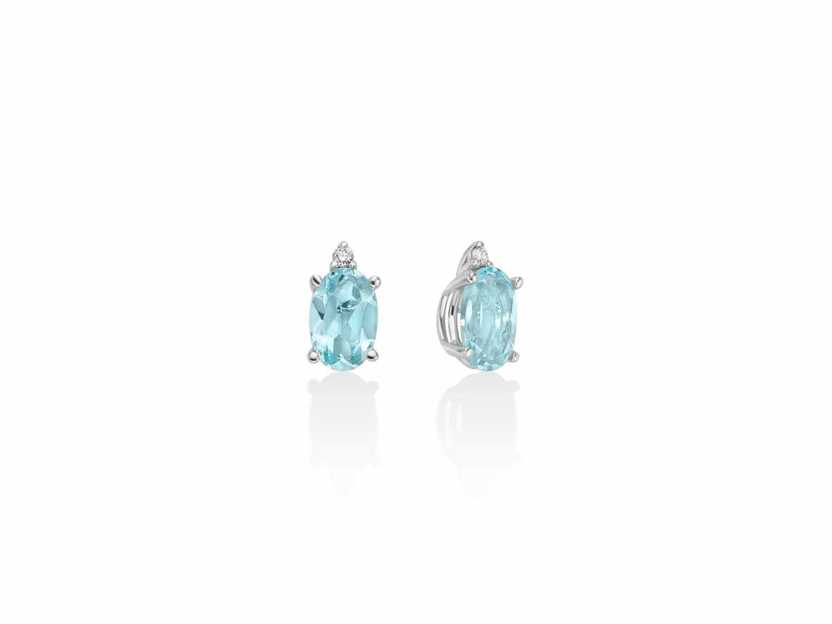 Orecchini con Topazi azzurri e Diamanti naturali in oro bianco 9kt ERD2818X