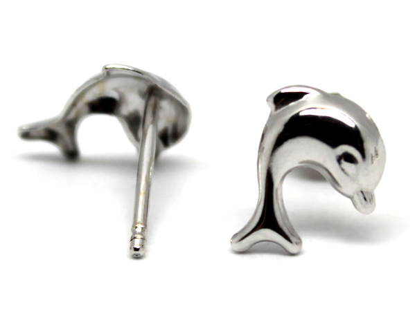 Orecchini delfino in oro bianco 18kt