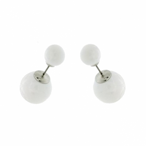 Orecchini Doppia perla in resina bianca