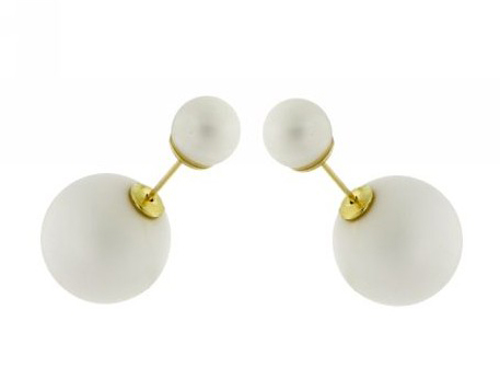 Orecchini Doppia perla in resina bianca satinata
