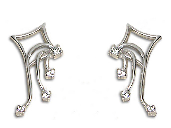 18K White Gold and Cubic Zirconia Earrings