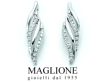 Orecchini fantasia Miluna con Diamanti Naturali 0.128ct in oro bianco 18kt