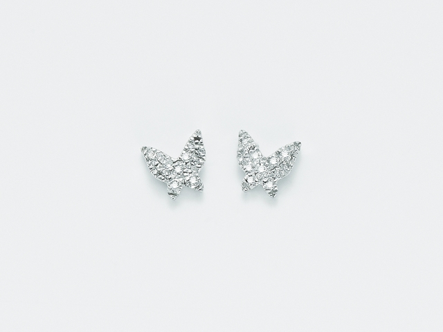 9K White Gold and Diamonds Butterfly Earrings