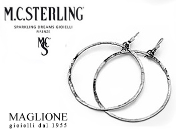 Orecchini Ikes a cerchio in argento 925 firmati Maria Cristina Sterling