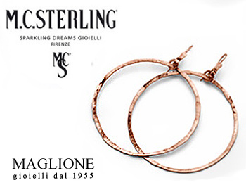 Orecchini Ikes a cerchio in argento rosa 925 firmati Maria Cristina Sterling