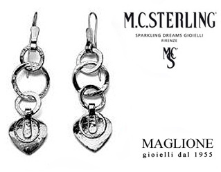 Orecchini Ikes con cuore pendente in argento 925 firmati Maria Cristina Sterling