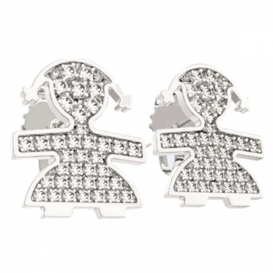 Le Bebè - 18K White Gold 0.10ct Natural Diamonds Girl Earrings