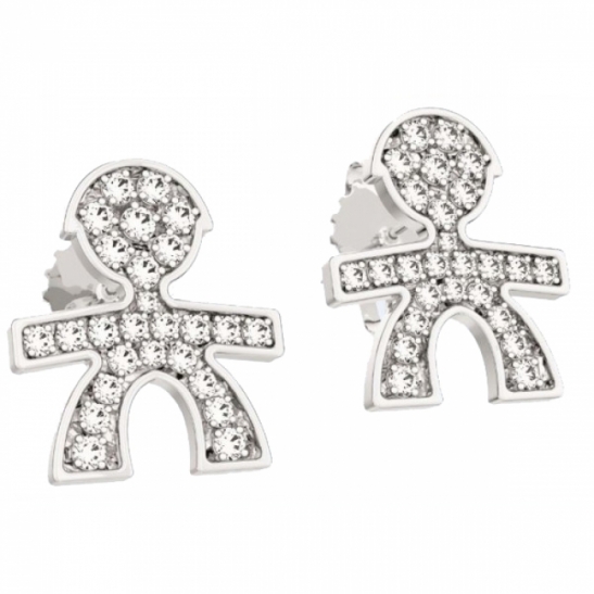 Le Bebè - 18K White Gold 0.10ct Natural Diamonds Boy Earrings