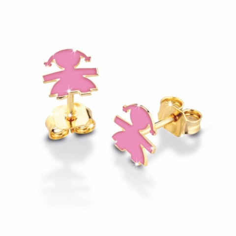 Le Bebè - 9k Yellow Gold Earrings with girl