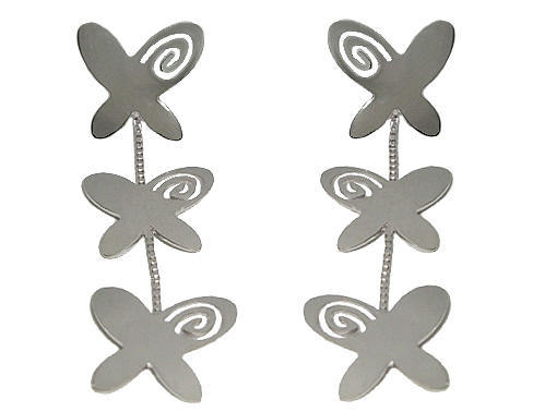 18K White Gold Butterfly Earrings
