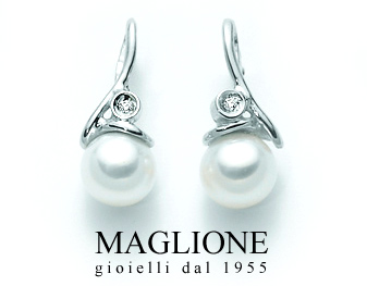 Orecchini Miluna con Perle e Diamanti 0.010ct in oro bianco 18kt PER1088