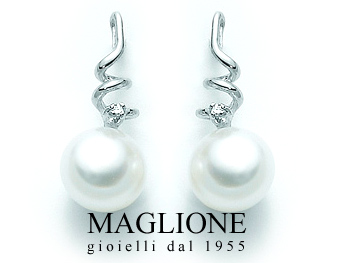 Orecchini Miluna con Perle e Diamanti 0.014ct in oro bianco 18kt PER1099