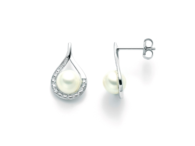 Orecchini Miluna con Perle e Diamanti 0.01ct in oro bianco PER2206X