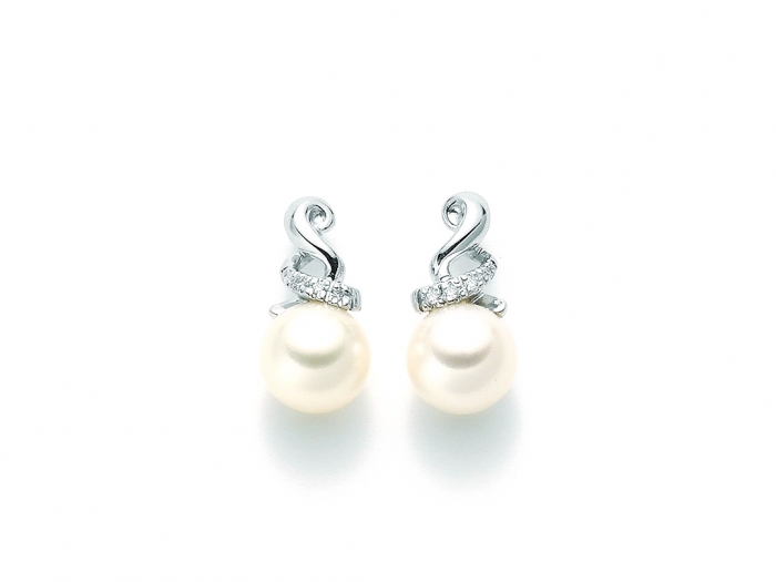 Orecchini Miluna con Perle e Diamanti 0.032ct in oro bianco PER1726X