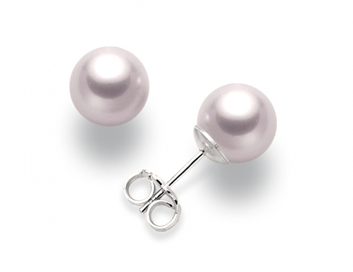 9K White Gold and lavender Pearls Earrings MILUNA